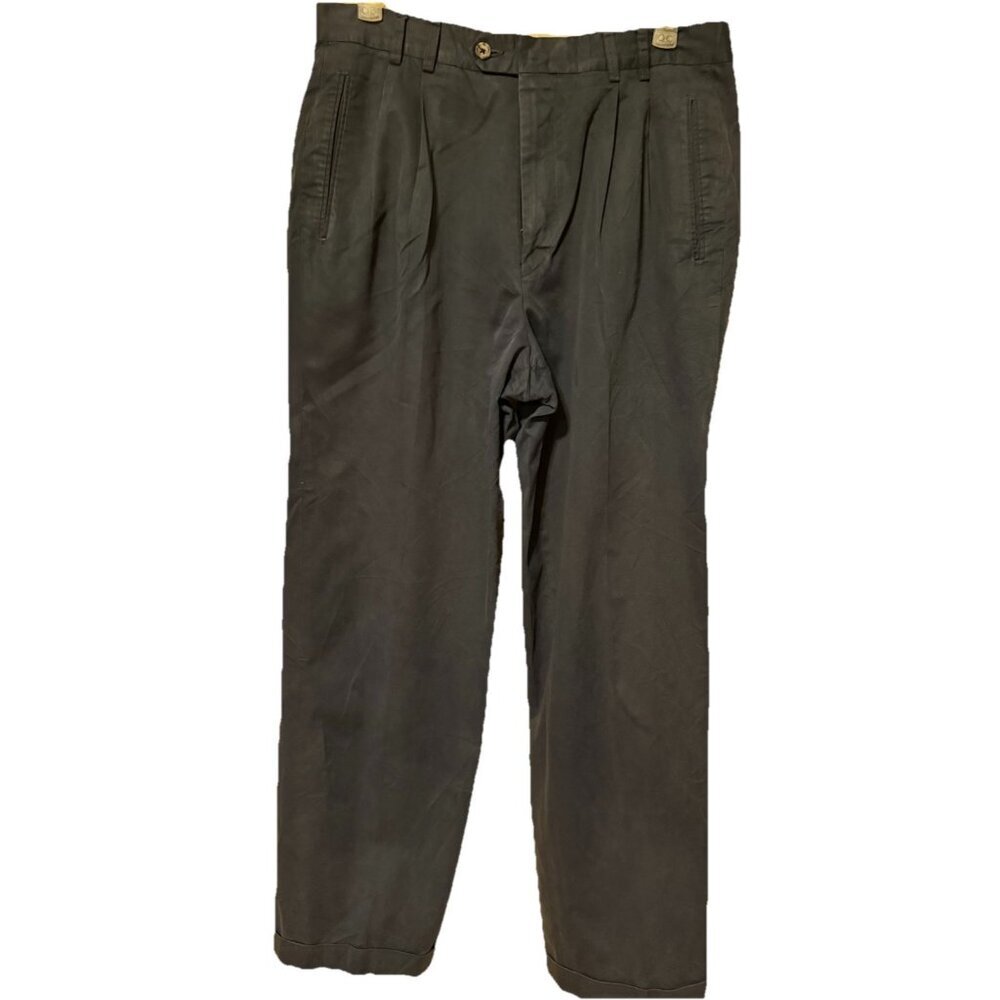 Hickey Freeman Pants Men *33X30 Blue Cotton Cuffed Career Slacks Italy Made